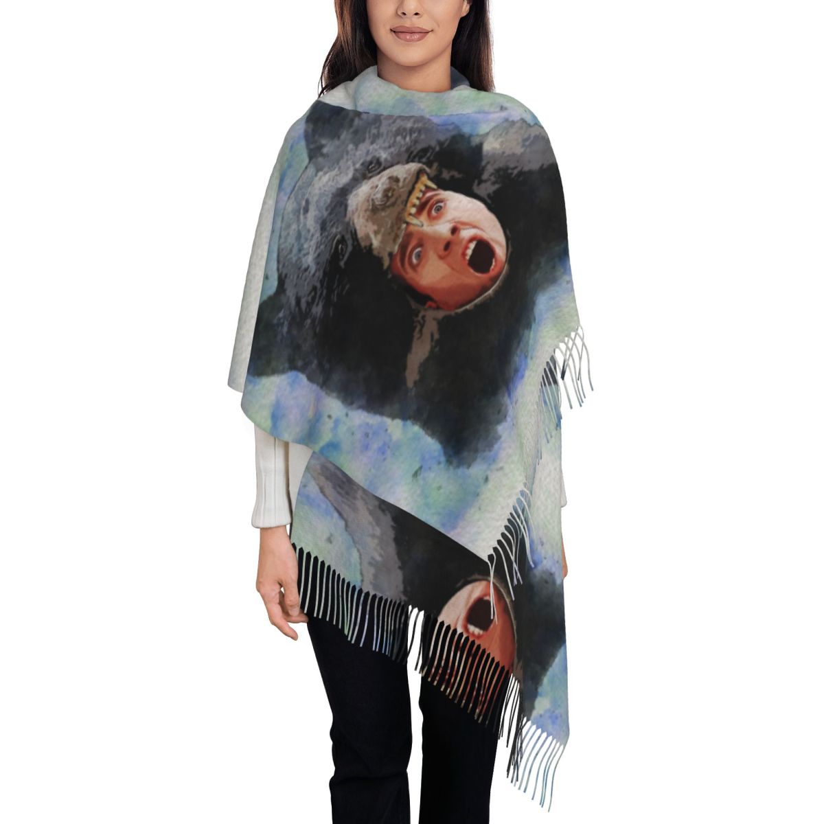 Pashmina Wrap Large - Gaiola urso aquarela cachecol para mulheres