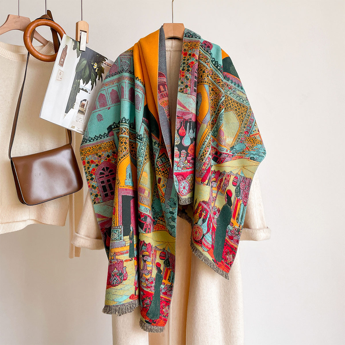 Woven Scarf Blanket - Cachecol Feminino de Imitação de Caxemira