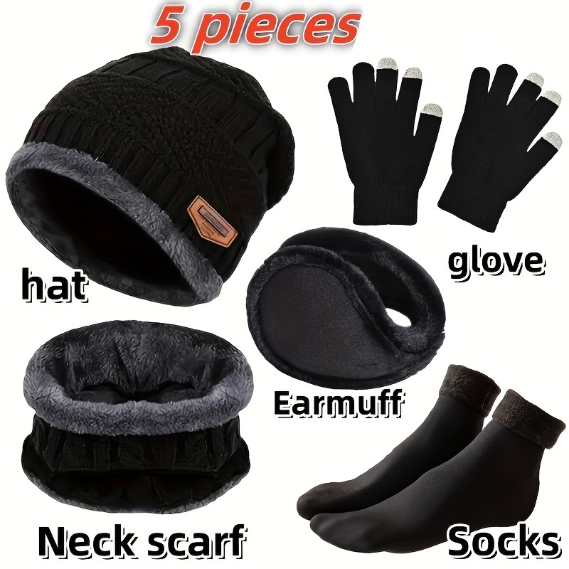 Muffler Men Wool - Chapéu de inverno masculino, cachecol de