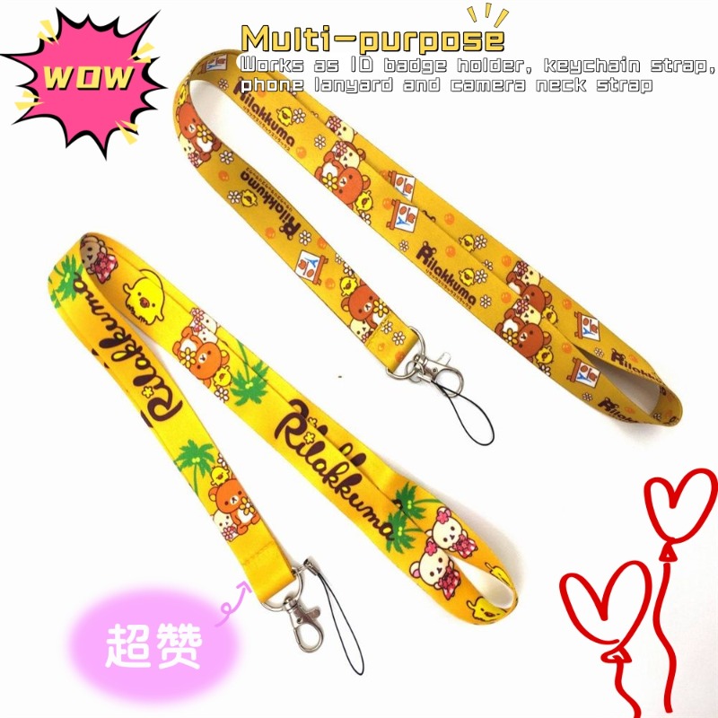 Lanyard Badge Holder - Cordão Kawaii Rilakkuma Anime | Alça