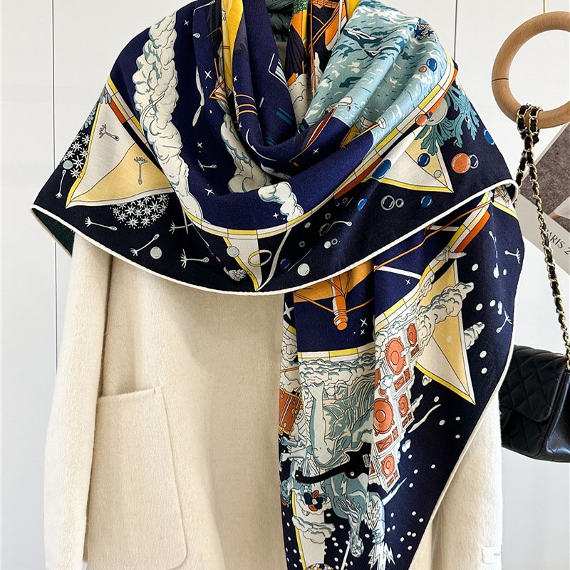 Woven Scarf Blanket - Lenço de lã de luxo feminino,