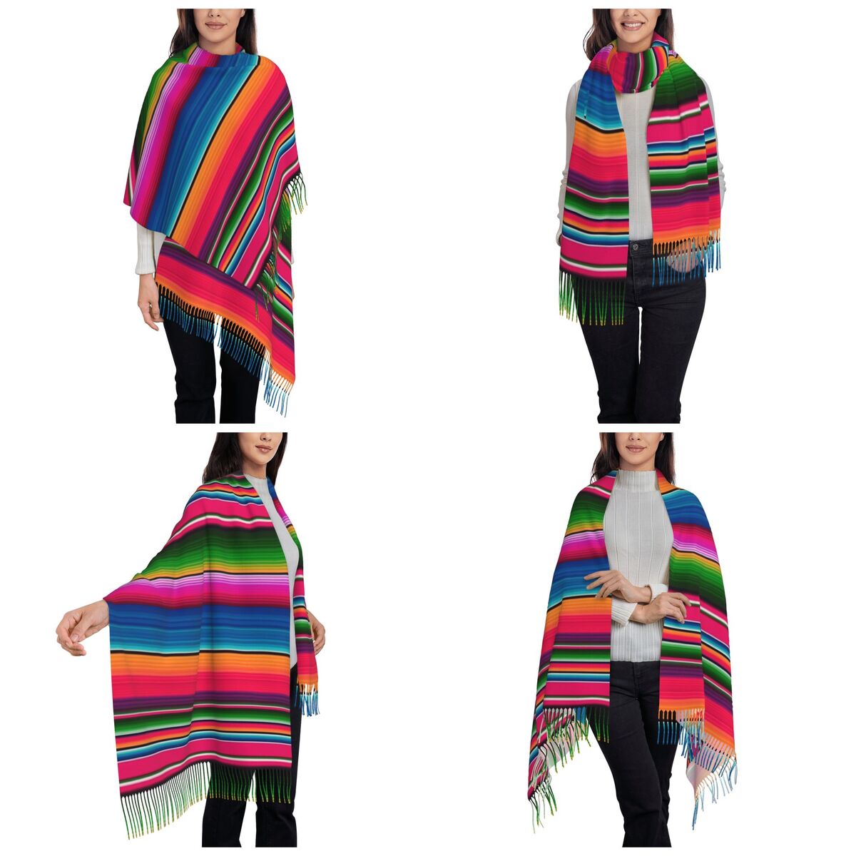 Cobertor mexicano listrado fie - Woven Scarf Blanket avaliação e preço