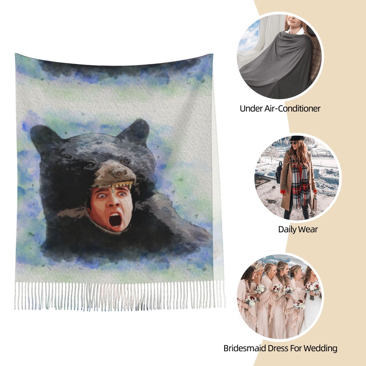 Gaiola urso aquarela cachecol  - Pashmina Wrap Large avaliação e preço