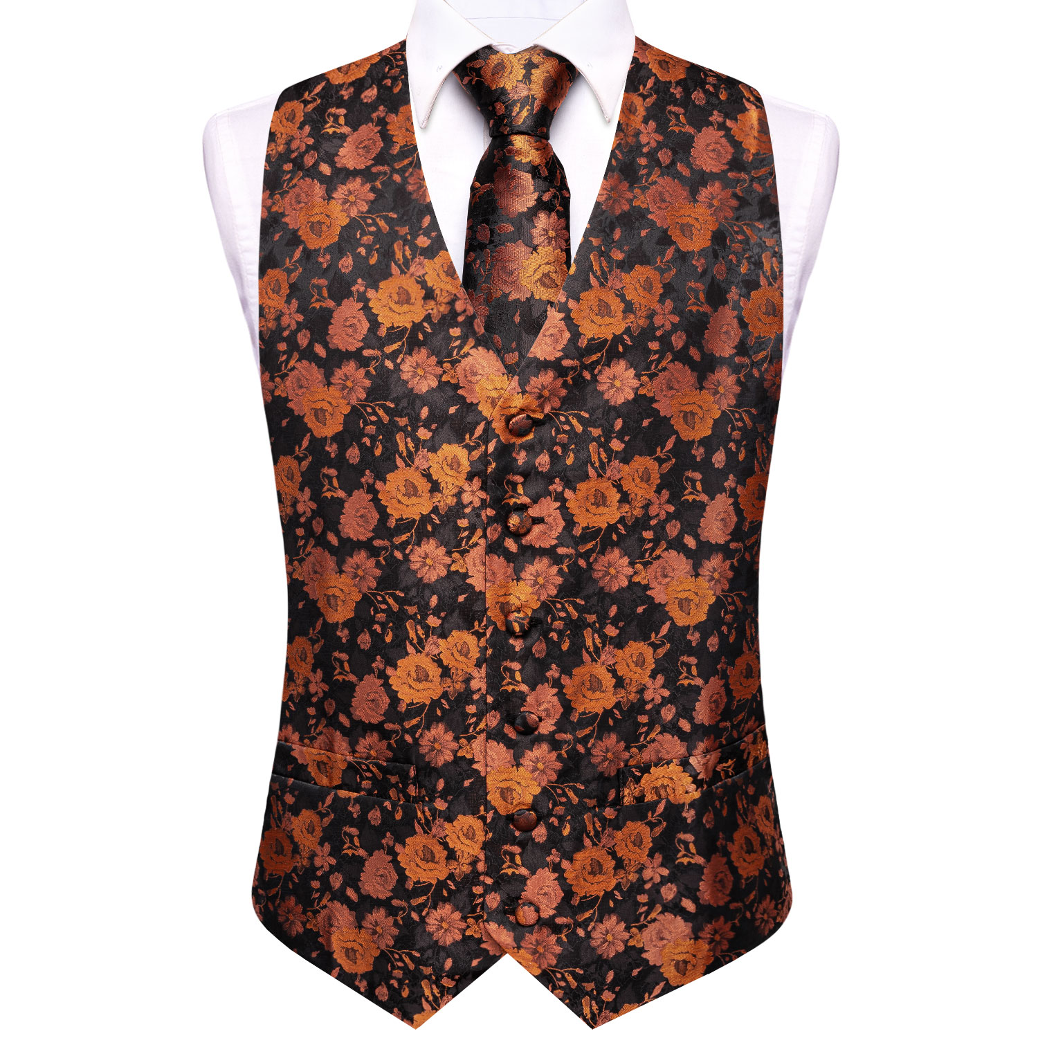 Colete Masculino Floral Preto  - Pocket Square Set avaliação e preço